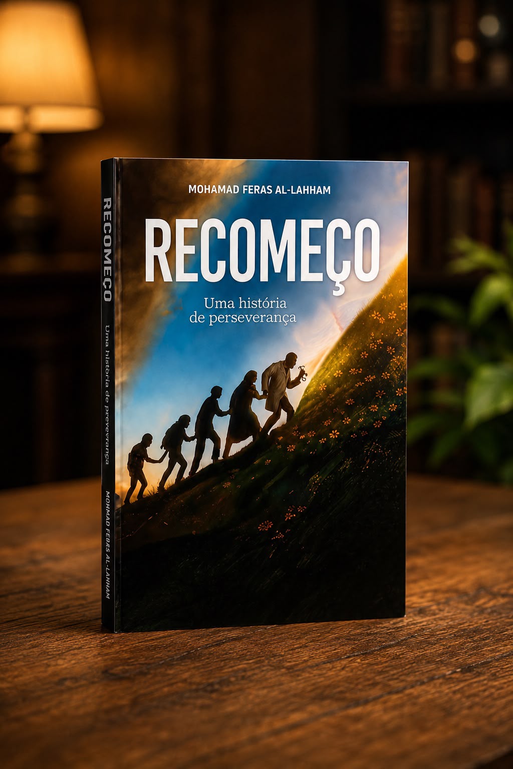 Detalhe em relevo da capa de Recomeço